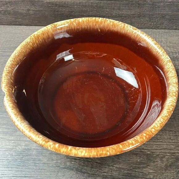 Hull Pottery Brown Drip House and Garden Mirror Brown 10” Serving Bowl - Picture 1 of 8